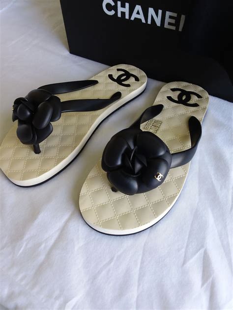 chanel flower flip flops price|chanel flip flops with chain.